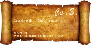 Csetneki Sándor névjegykártya